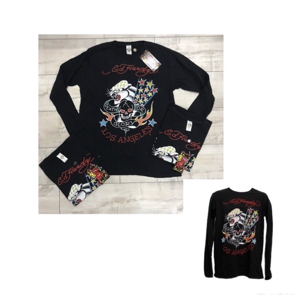 Men’s black Ed hardy long sleeve shirt